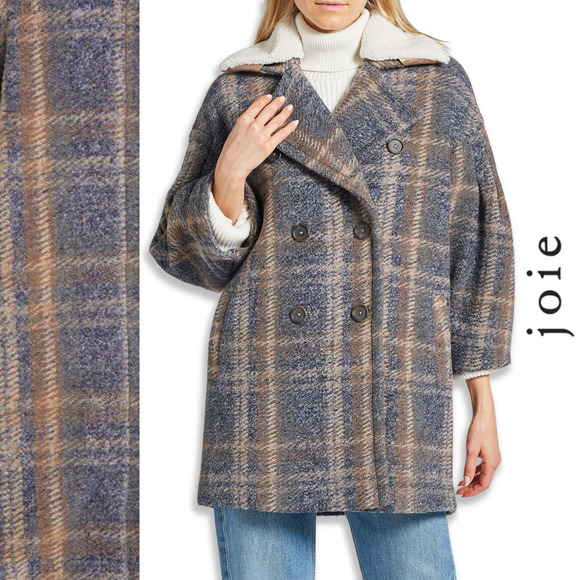 Joie Jackets & Blazers - Joie NEW 3/4 Sleeve Double-Breasted Wool-Blend Peacoat Removable Sherpa Collar S